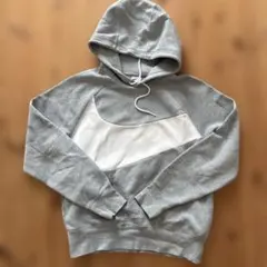 NIKE ビッグスウッシュ　グレー フード付きパーカー S