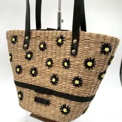 TOCCA トッカ かごバッグ フラワー ストロー バンカン素材 プレート 美品のサムネイル
