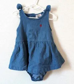 【美品】デニムロンパース フリル付き　POLO　Baby