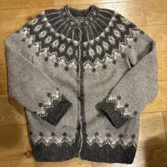 ノルディックニット カーディガン ロピーセーター メタルボタン フェアアイル柄