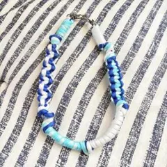 スマホ ショートストラップ パラコード 青 海