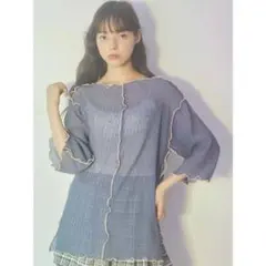 merry jenny エアリーメロウハーフスリーブTOPS シアー ネイビーのサムネイル