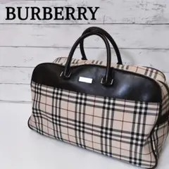 BURBERRY ボストンバック 2way 大容量 レザー ノバチェック