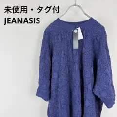 【未使用・タグ付】JEANASIS ネイビー レース編み 半袖トップス ゆったり
