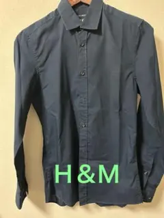 メンズ❣️H&M ネイビー 長袖シャツ SSサイズ