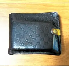 GUCCI グッチ 二つ折り財布 GG柄 ブラック イエロー　ダメージありのサムネイル