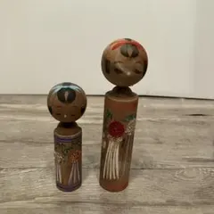 E-5 昭和レトロ 仙台七夕 ミニこけし 2体セット 創作こけし 郷土玩具