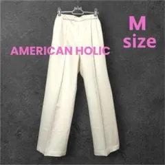 未使用レディースパンツ ワイド ストレート アイボリー Mサイズ スラックス