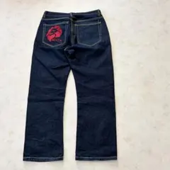 NESTA デニム Lサイズ ストレート ライオン赤刺繍 ストリート　濃紺