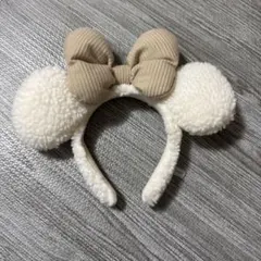 ディズニーカチューシャ ミニー ホワイト ボア