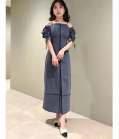 [美品]リリーブラウン パフスリーブラインワンピース