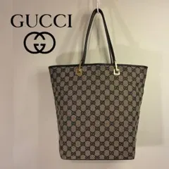 011 極美品 GUCCI トートバッグ ハンドバッグ 肩掛け GGキャンバス