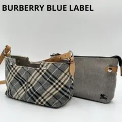 美品　バーバリーブルーレーベル　ショルダーバッグ　インバッグ　ネイビー×ベージュ
