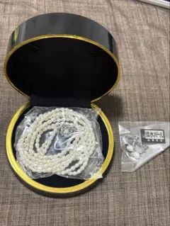 新品未使用 淡水パール 3連ネックレス イヤリング セット
