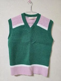 【ほぼ未使用】MARNI ユニクロコラボ ニットベスト Mサイズ 緑・ピンク