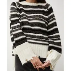 ディストレストボーダーニットトップス AZUL by moussy