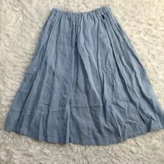 Plantation リネン100% スカート くすみブルー ロング フレアのサムネイル