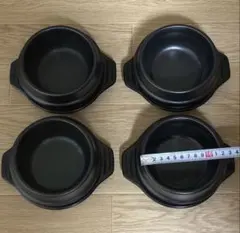 韓国 直火用 トゥッペギ（뚝배기）11.5cm 2個＋専用受け皿2枚セット