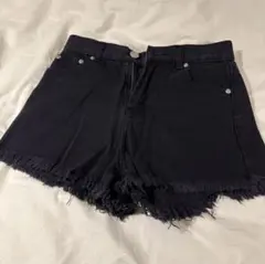 one way ブラック フリンジヘム ショートパンツ S