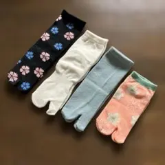 桜の花柄他足袋 4足セット