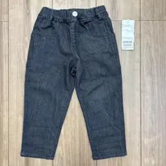 プティマイン 【リンク】セミカーブストレッチパンツ 90 デニム チャコール 黒