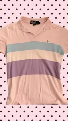 POLO Ralph Lauren ポロシャツ ワンピース マルチボーダーピンク