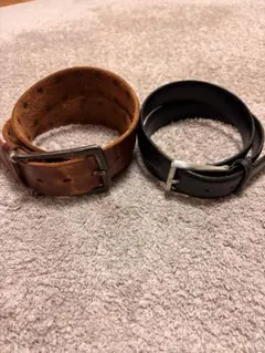 レザー製ベルト 2本セット 黒と茶色