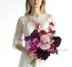 ウェディングブーケ　 クラッチブーケ　造花 和装ブーケ 　胡蝶蘭　前撮り