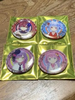 ホロライブ　お正月缶バッチ　兎田ぺこら＆宝鐘マリン＆常闇トワ＆姫森ルーナ