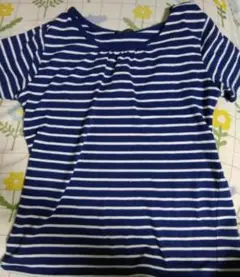 青と白のストライプ 半袖Tシャツ
