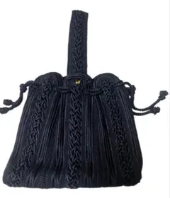 Nina Ricci パスメントリー 編込 黒巾着バッグ フレンチヴィンテージ