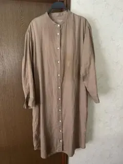 無印良品　バンドカラーシャツワンピース　リネンワンピースXL