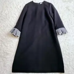 ボーダーズアットバルコニー　ロングワンピース　フレア　カットソー素材　ジャージー BD2511-2K-20-NAVY-1?$VS_1500$