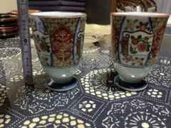 花柄の陶器カップ 2個セット