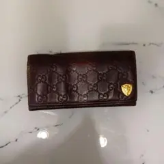 GUCCI　長財布　シマレザー　ダークブラウン
