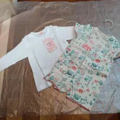 KP　ホワイト Tシャツ & カバーオール セット