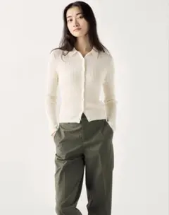 メリノリブポロカーディガン