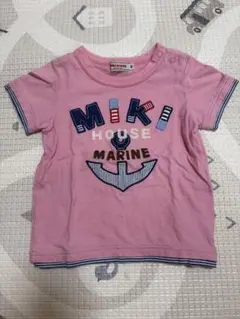 MIKI HOUSE マリン風ピンクTシャツ 90
