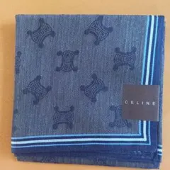 CELINE セリーヌ ハンカチ マカダム柄 ネイビー