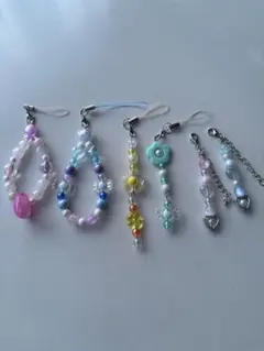 ハンドメイド ビーズキーホルダー ストラップ