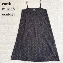 アース キャミワンピース ドット柄 Vネック Aライン ゆったり フェミニン