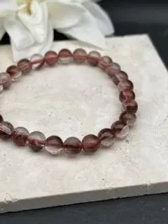 虹入り綺麗 レッドルチル レッドサゲニティッククォーツ ブレスレット 