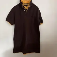 トミー　ポロシャツ　ブラウン×イエロー