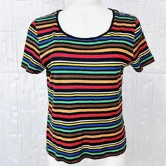 主役級の一枚✨ジョルジュレッシュ/レインボーボーダー柄Tシャツ♡40【1329】のサムネイル
