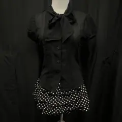 ホラゲ　ダークコア　y2k グランジ　レース　ピチ　ブラウス　透け感　リボン　服