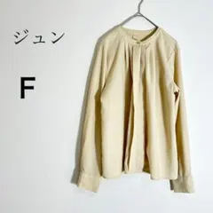 ジュン ブラウス シャツ スタンドカラー タック 長袖　オフィス　シンプルF