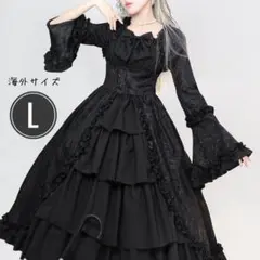 新作　ゴスロリ　宮廷 ジャガード風　クラシカル　ゴシック　姫袖　ワンピース　長袖