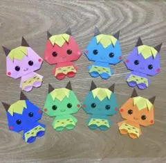 カラフル鬼　8点　折り紙　ハンドメイド　壁面飾り　節分