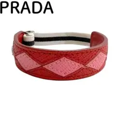 未使用品✨PRADAプラダ 編み込みレザーブレスレット鑑定済　ロゴ刻印　付属品付 未使用品✨PRADAプラダ 編み込みレザーブレスレット鑑定済 ロゴ