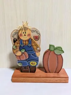 トールペイント　カントリー雑貨　ハンドメイド　秋シリーズ　オーバーオール男の子